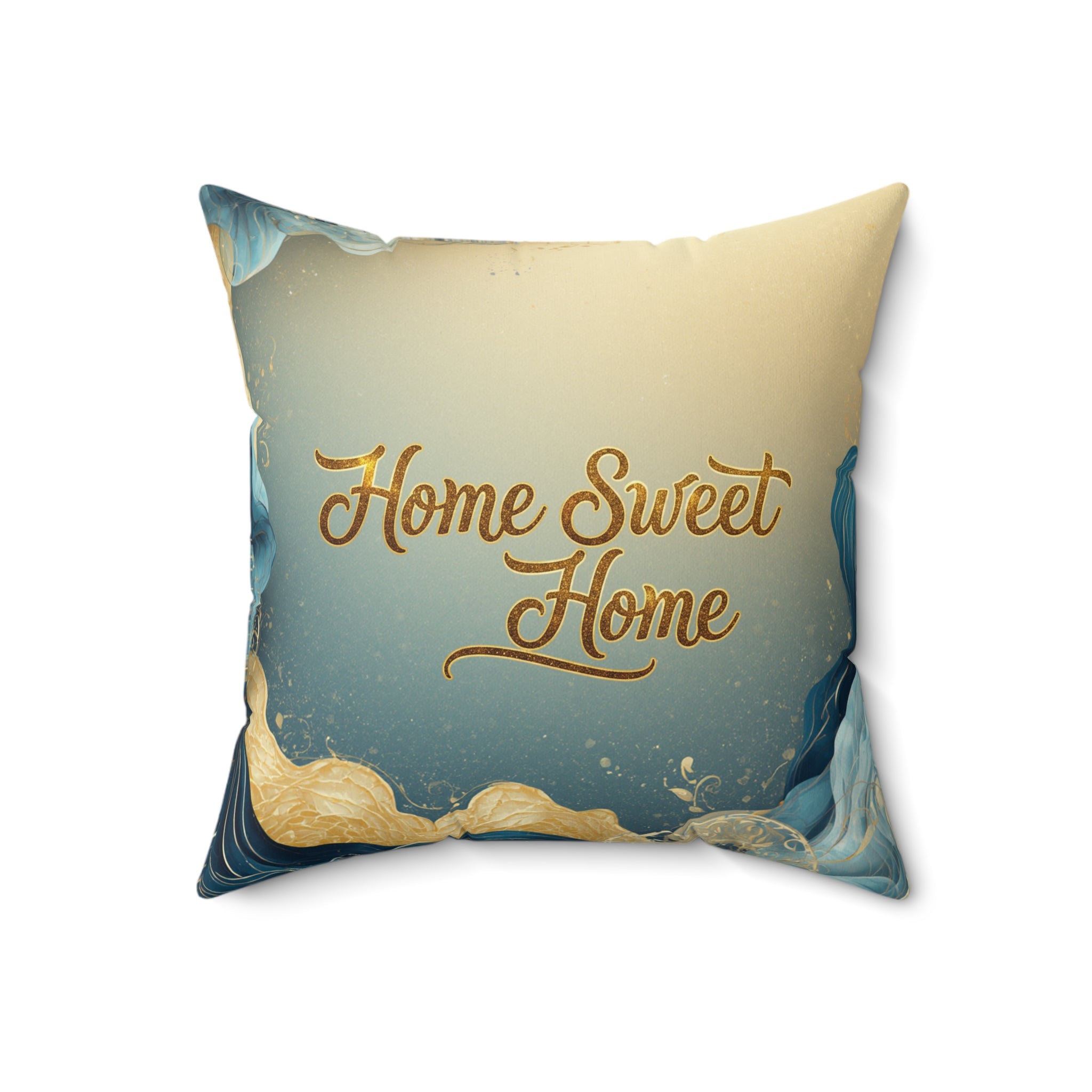 Home Sweet Home Faux Suede Pillow - Coastal Blue Decorative Throw Pillow
