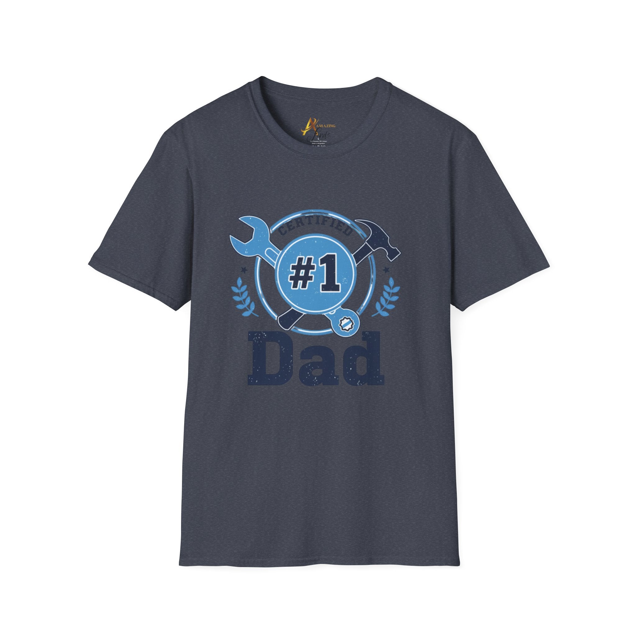 Certified #1 Dad T-Shirt — "Here's to the Best Dad Ever!" Personalized Family Message