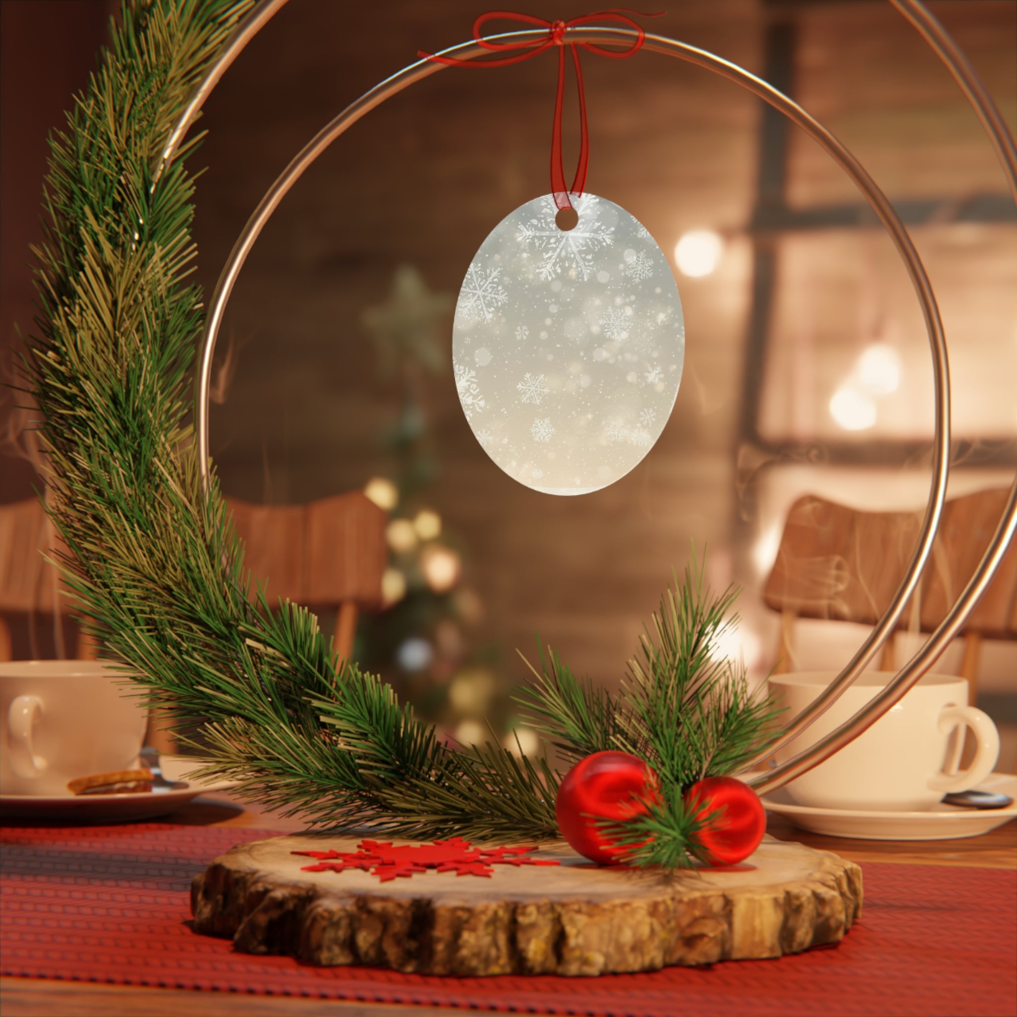 Snowflake Bell Metal Ornament — Elegant Winter Holiday Decoration