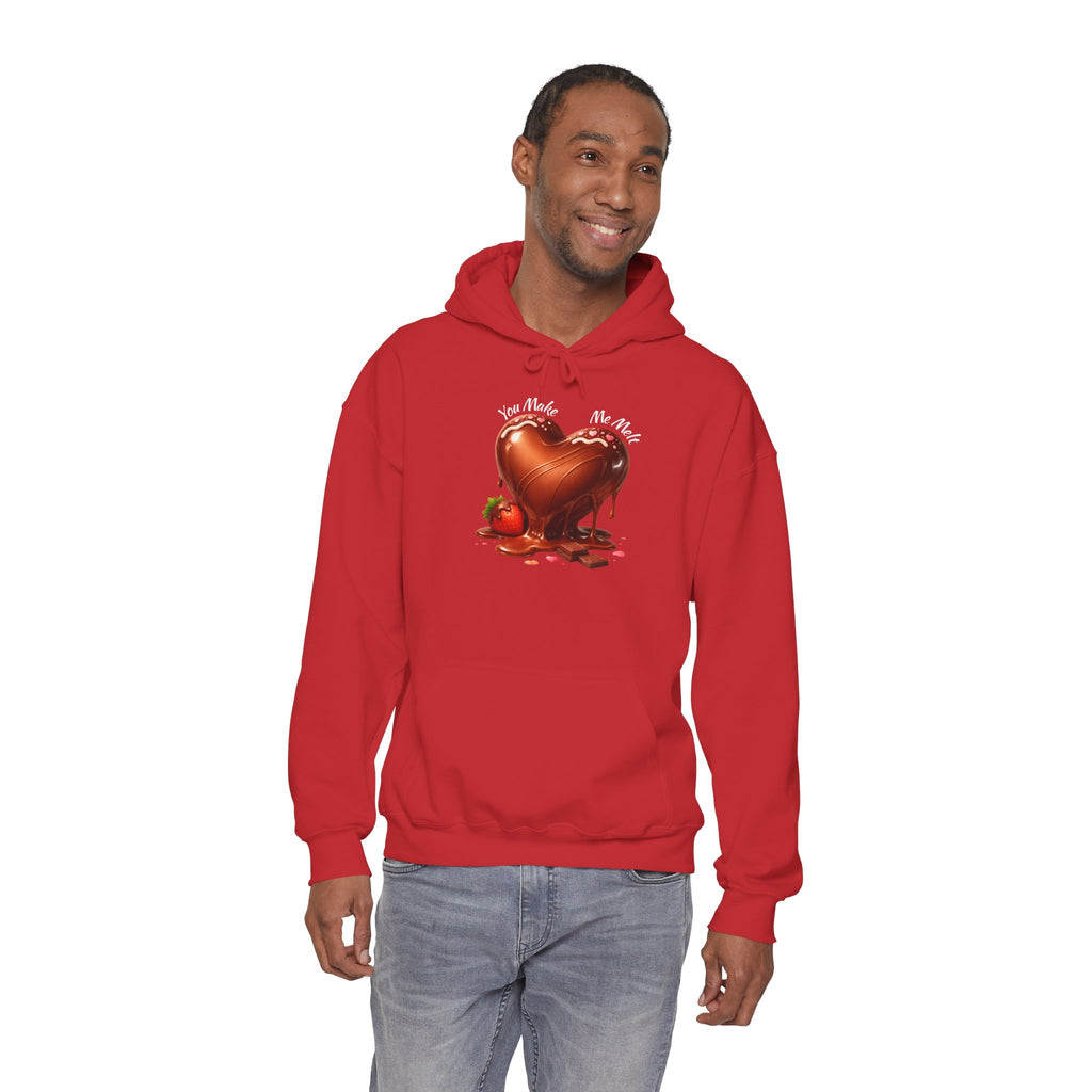Chocolate-Dipped Heart Hoodie — Romantic Strawberry Valentine Sweatshirt