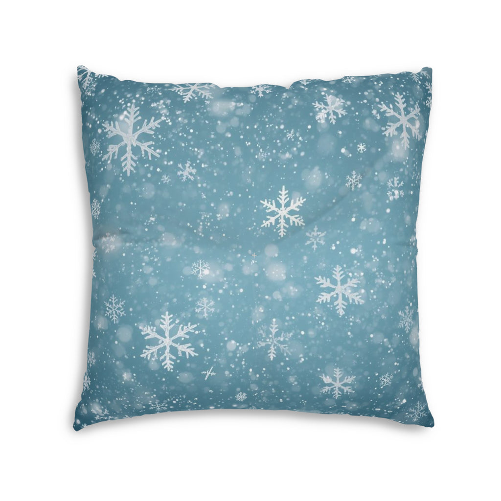 Snowflake Winter Tufted Floor Pillow — Cozy Holiday Accent Cushion
