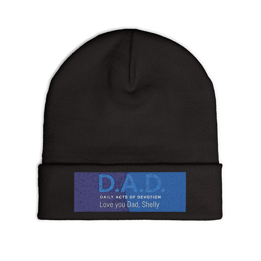 Embroidered 'D.A.D. Daily Acts of Devotion' Knit Beanie — Personalized Love You Dad Winter Hat