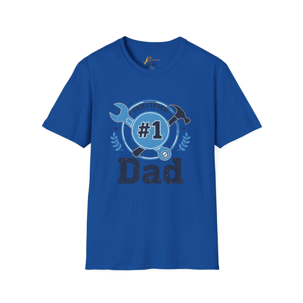 Certified #1 Dad T-Shirt — "Here's to the Best Dad Ever!" Personalized Family Message