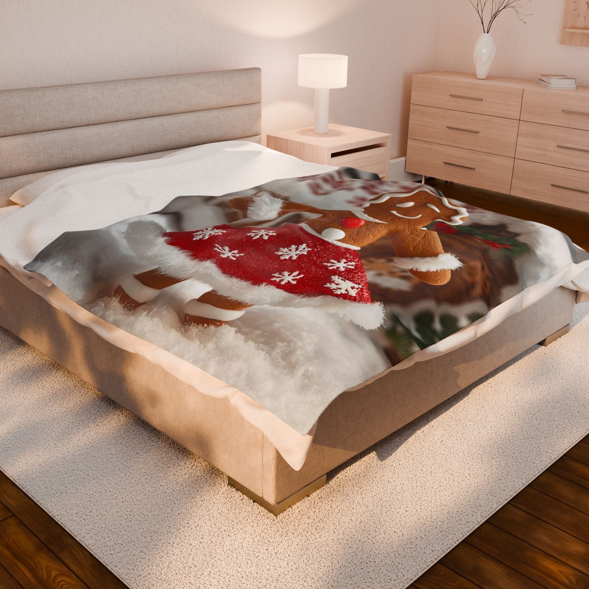 Christmas Gingerbread Girl Velveteen Plush Blanket