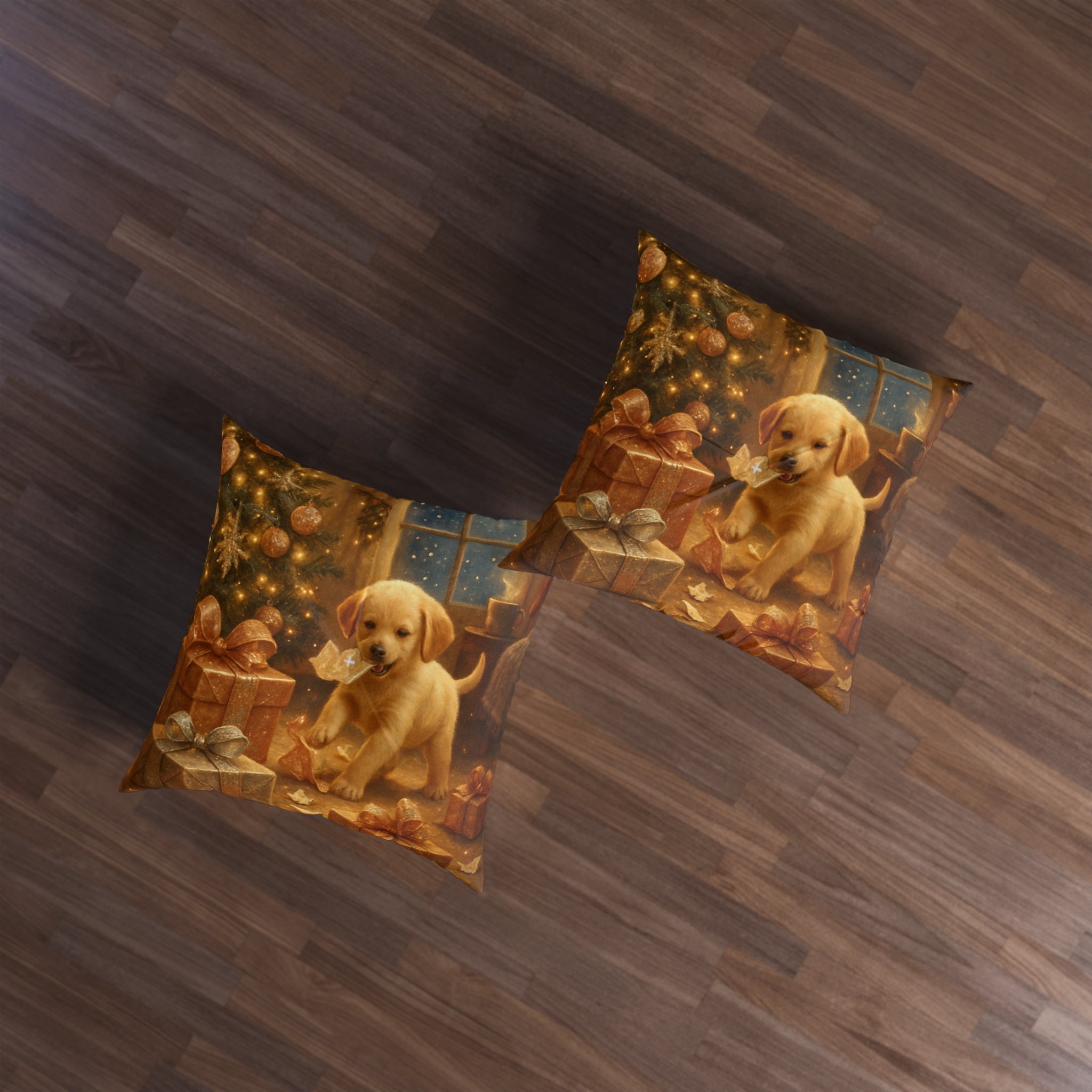 Holiday Puppy Decorative Pillow — Cute Labrador Christmas Gift Pillow