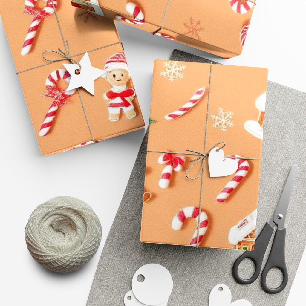 Wrapping Paper — Gingerbread & Candy Cane Holiday Gift Wrap