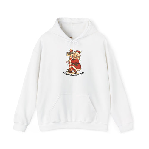 Adult Themed Mrs. Clause Hoodie - 'I Love Santa's Pole' Christmas Attire