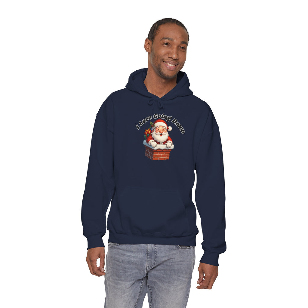 Adult Themed Santa Chimney Hoodie - 'I Love Going Down' Christmas Attire