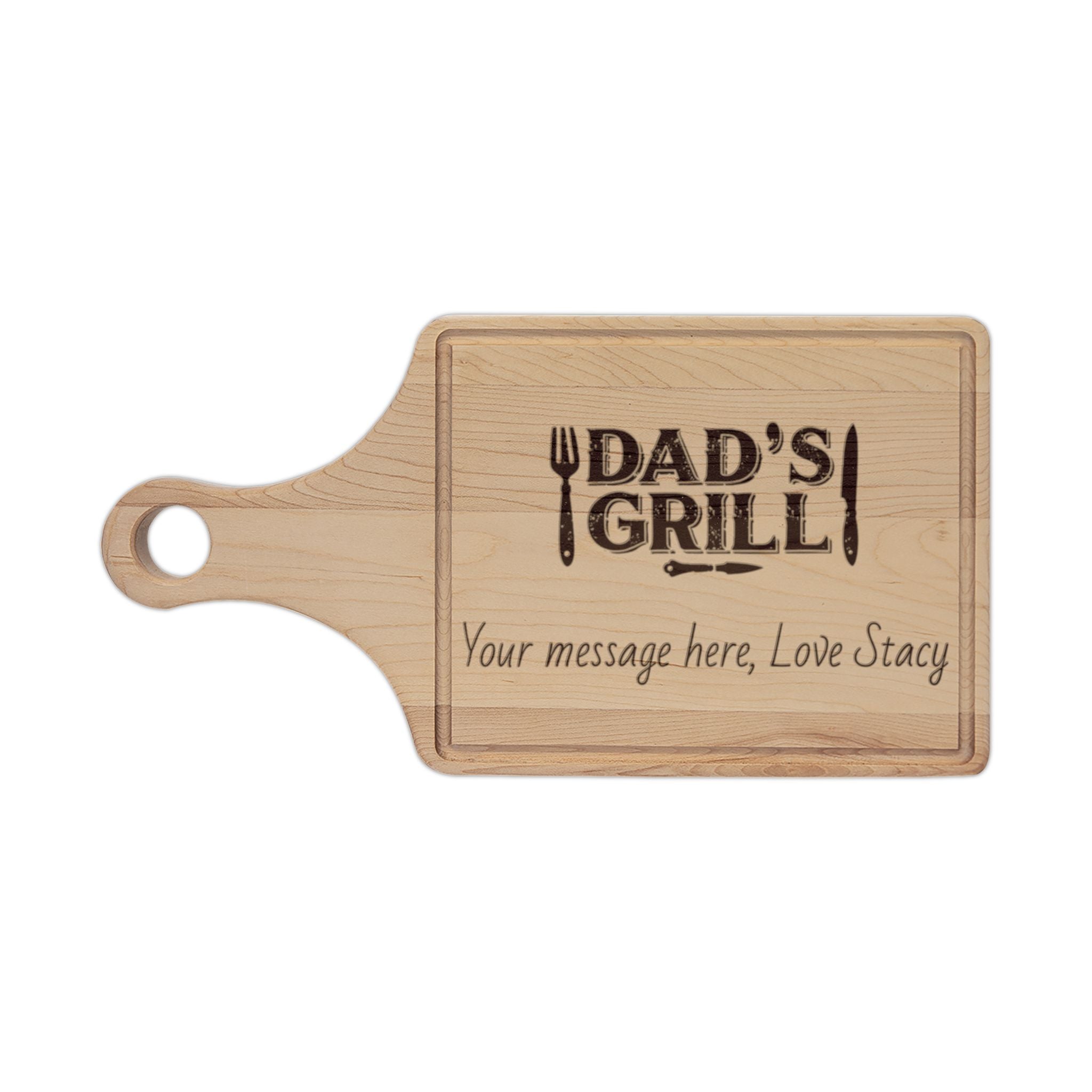 Engraved 'Dad's Grill' Wooden Cutting Board – Personalized BBQ Gift