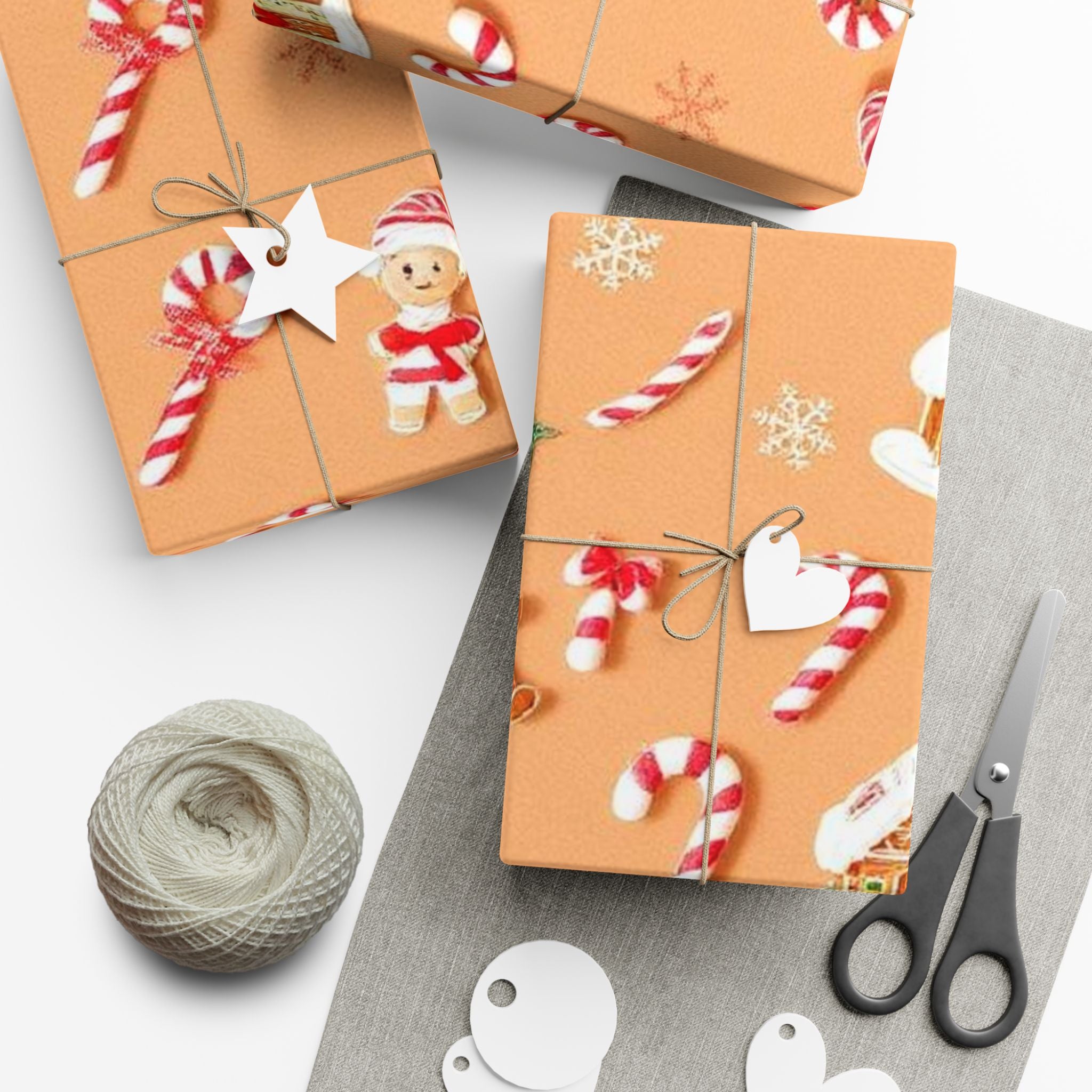 Wrapping Paper — Gingerbread & Candy Cane Holiday Gift Wrap