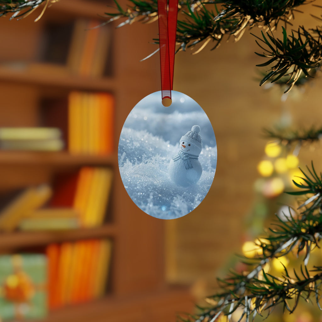 Snowman Metal Ornament — Winter Holiday Christmas Tree Decoration