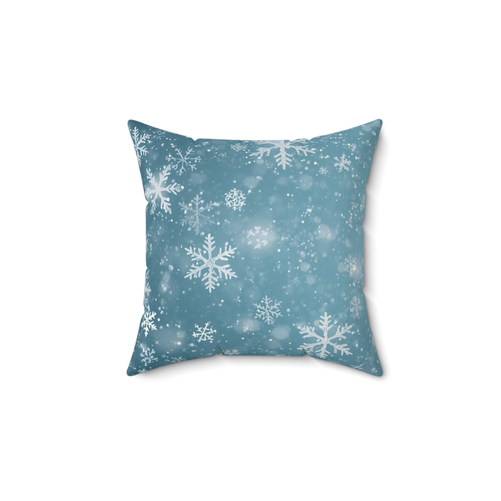 Winter Snowflake Decorative Pillow — Blue Holiday Throw Pillow