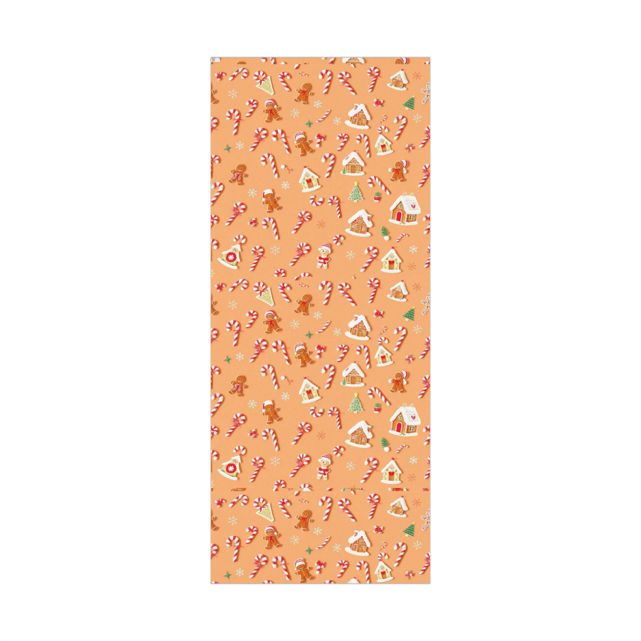Wrapping Paper — Gingerbread & Candy Cane Holiday Gift Wrap