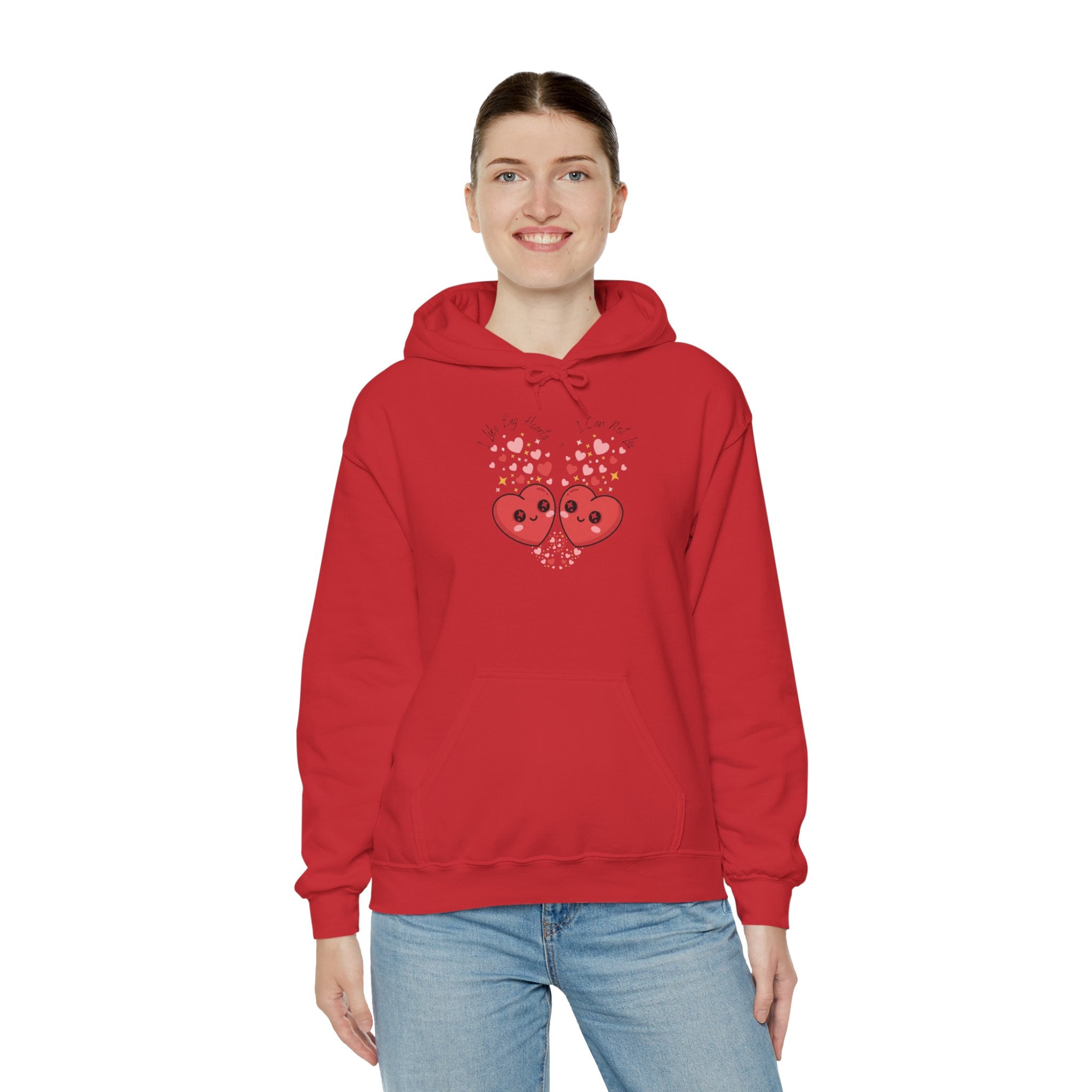 Smug Heart Hoodie — Oversized Smiling Heart with Sparkles & Tiny Hearts
