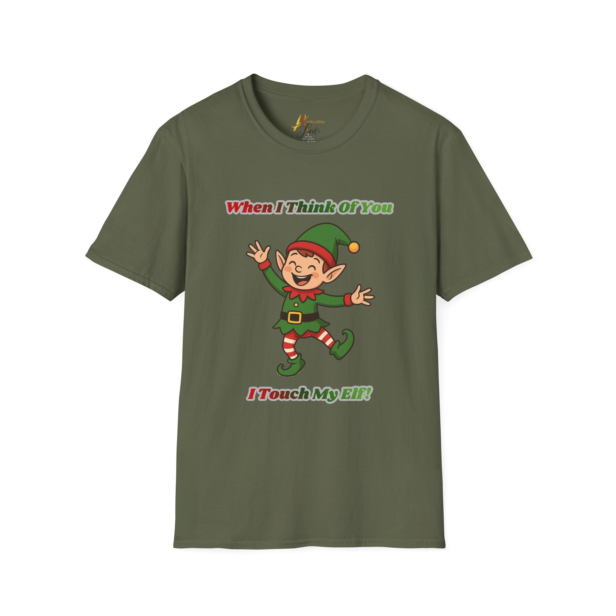 Adult Themed Elf T-Shirt – 'When I Think Of You I Touch My Elf' Christmas Attire