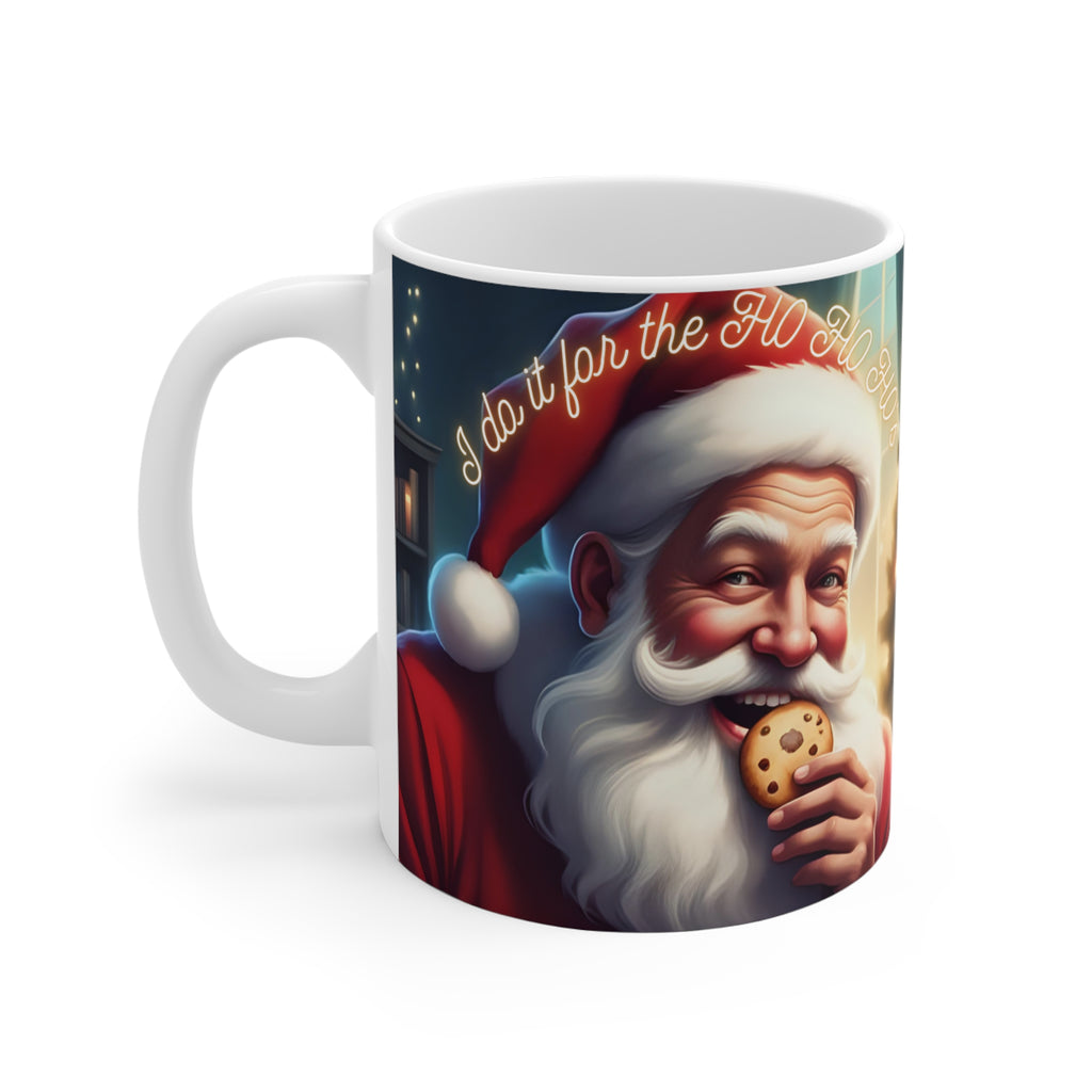 Christmas Santa Cookie Mug — "I Do It For the Ho Ho Ho's" Holiday Coffee Cup