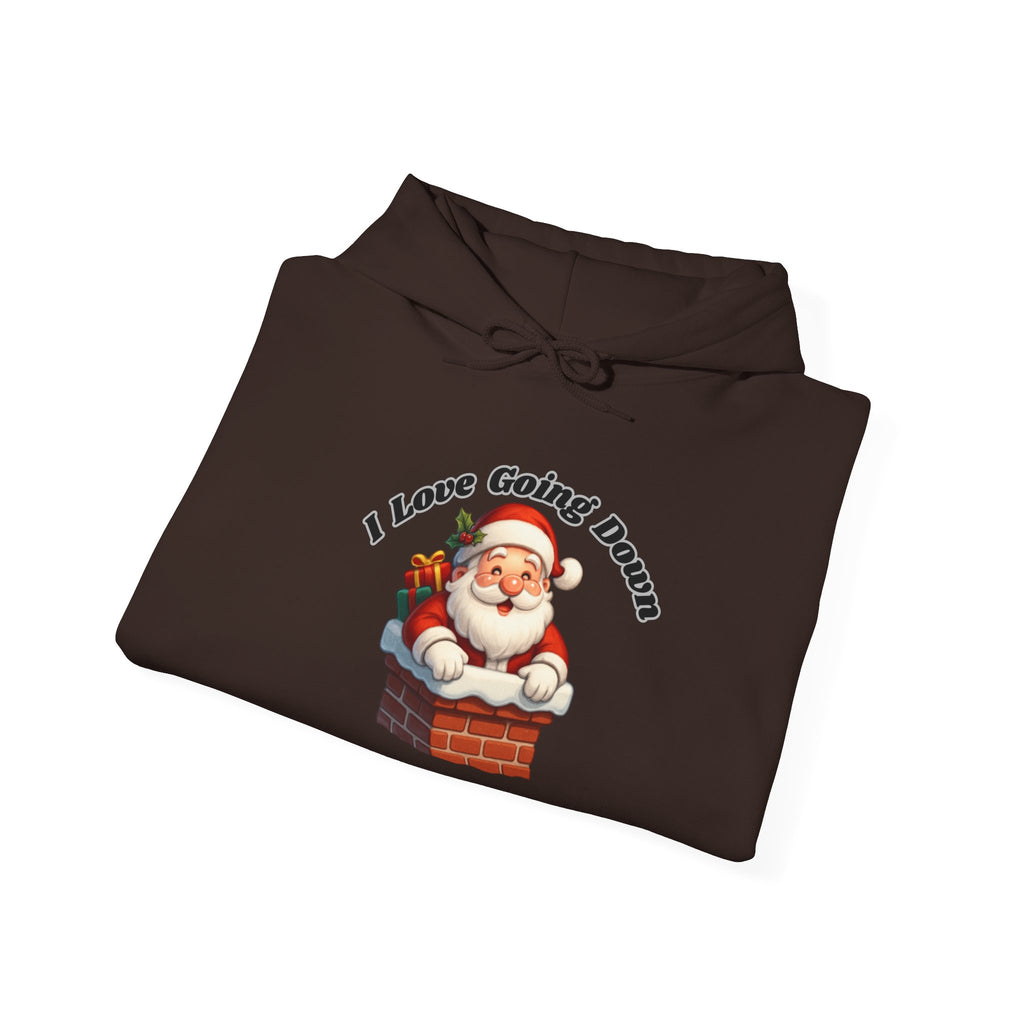 Adult Themed Santa Chimney Hoodie - 'I Love Going Down' Christmas Attire
