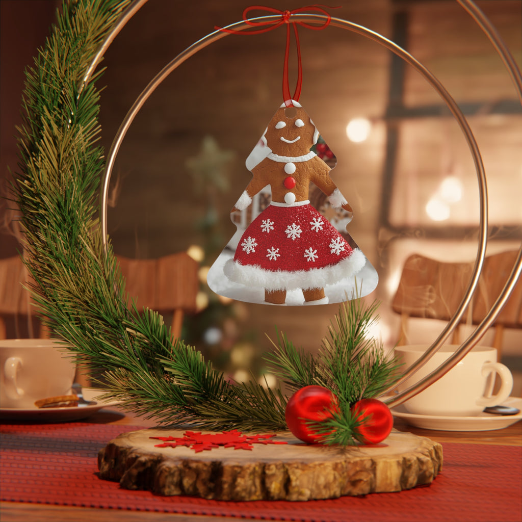 Gingerbread Girl Metal Ornament - Festive Christmas Tree Decoration