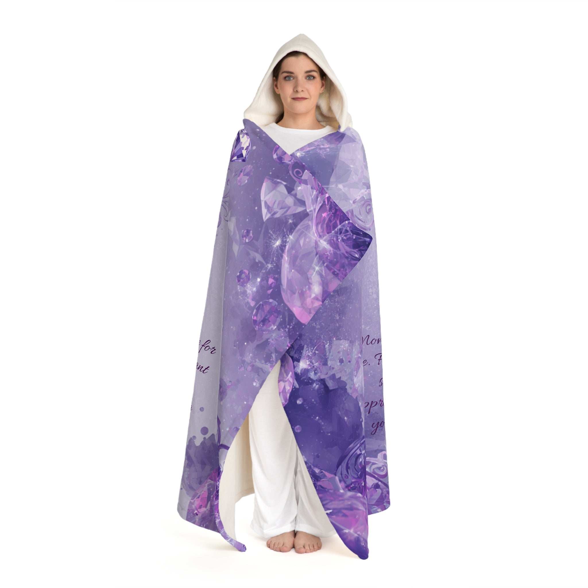 Personalized Hooded Sherpa Blanket — Soft Purple Gemstone Cozy Throw