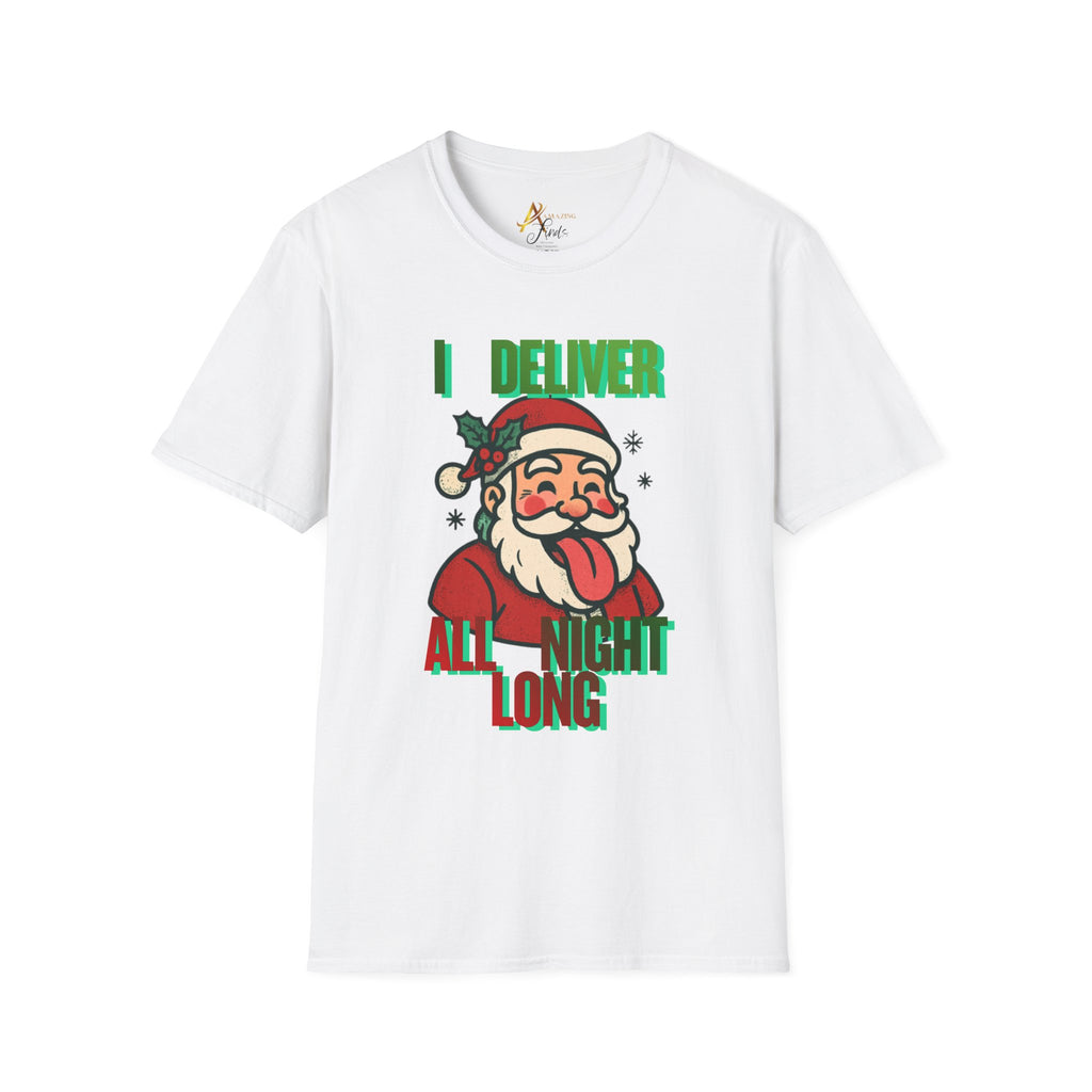 Adult Themed Santa T-Shirt - 'I Deliver All Night Long' Christmas Attire
