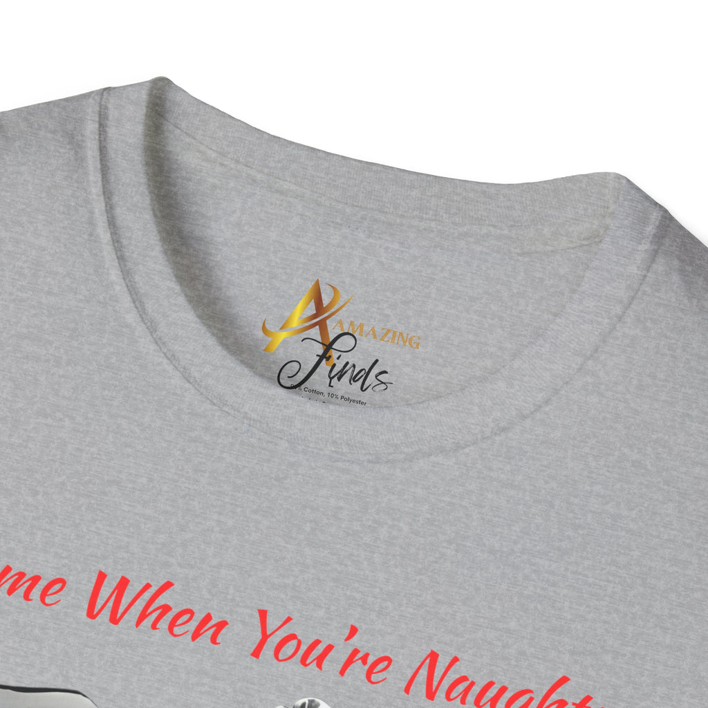 Adult Themed Santa In Bed T-Shirt – 'I Come When You’re Naughty' Christmas Attire