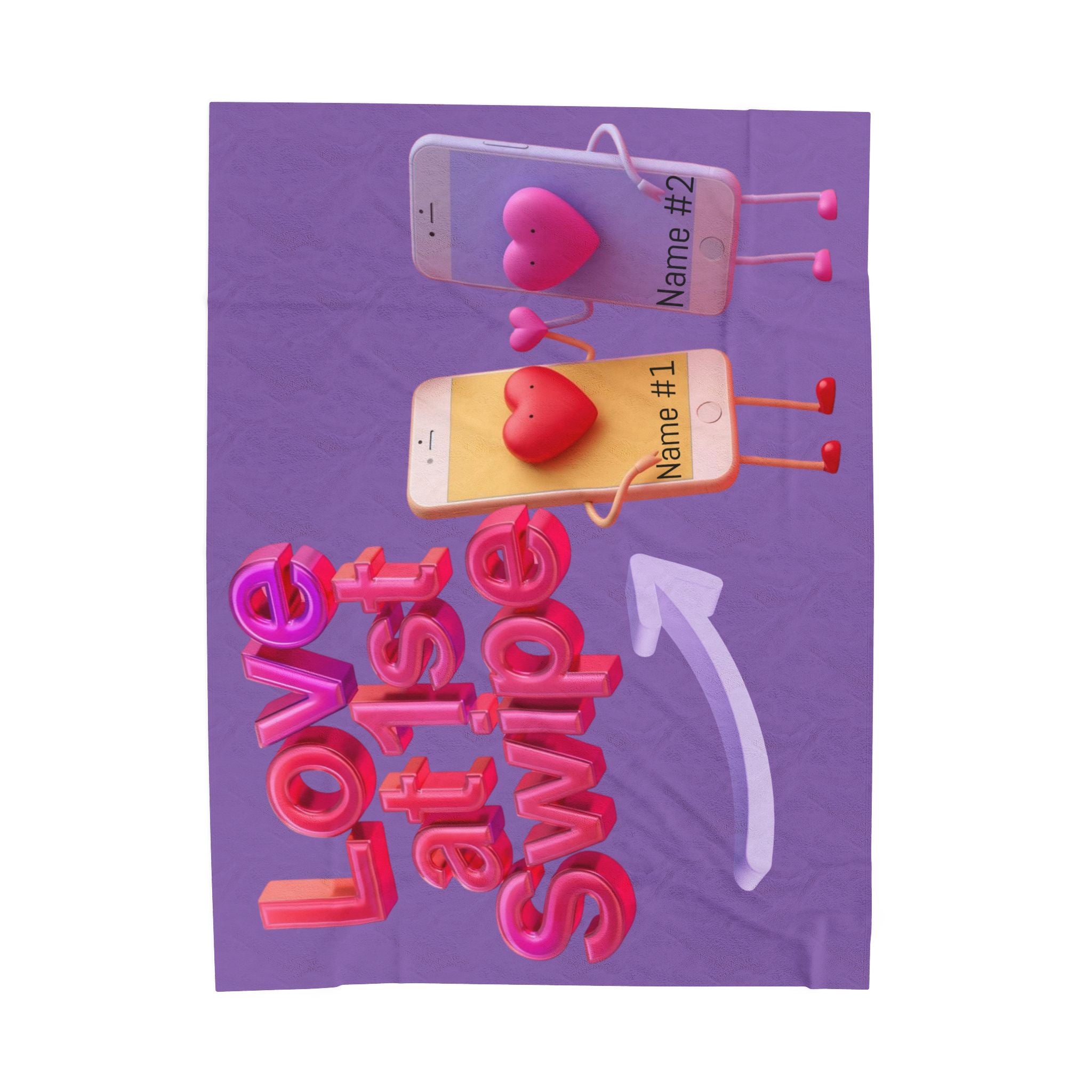 Personalized "Love at First Swipe" Velveteen Plush Blanket