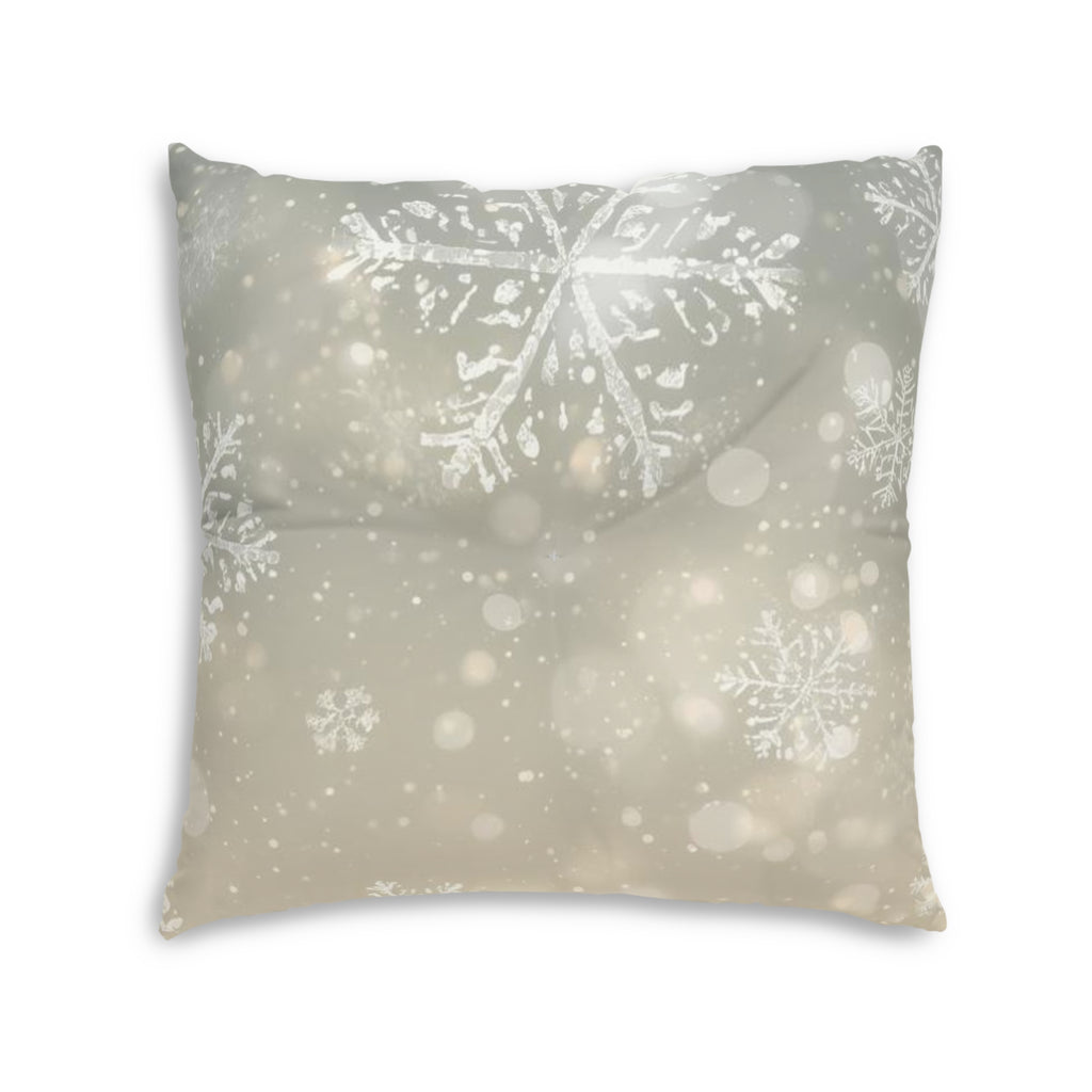 Winter Snowflake Tufted Floor Pillow — Cozy Holiday Decor