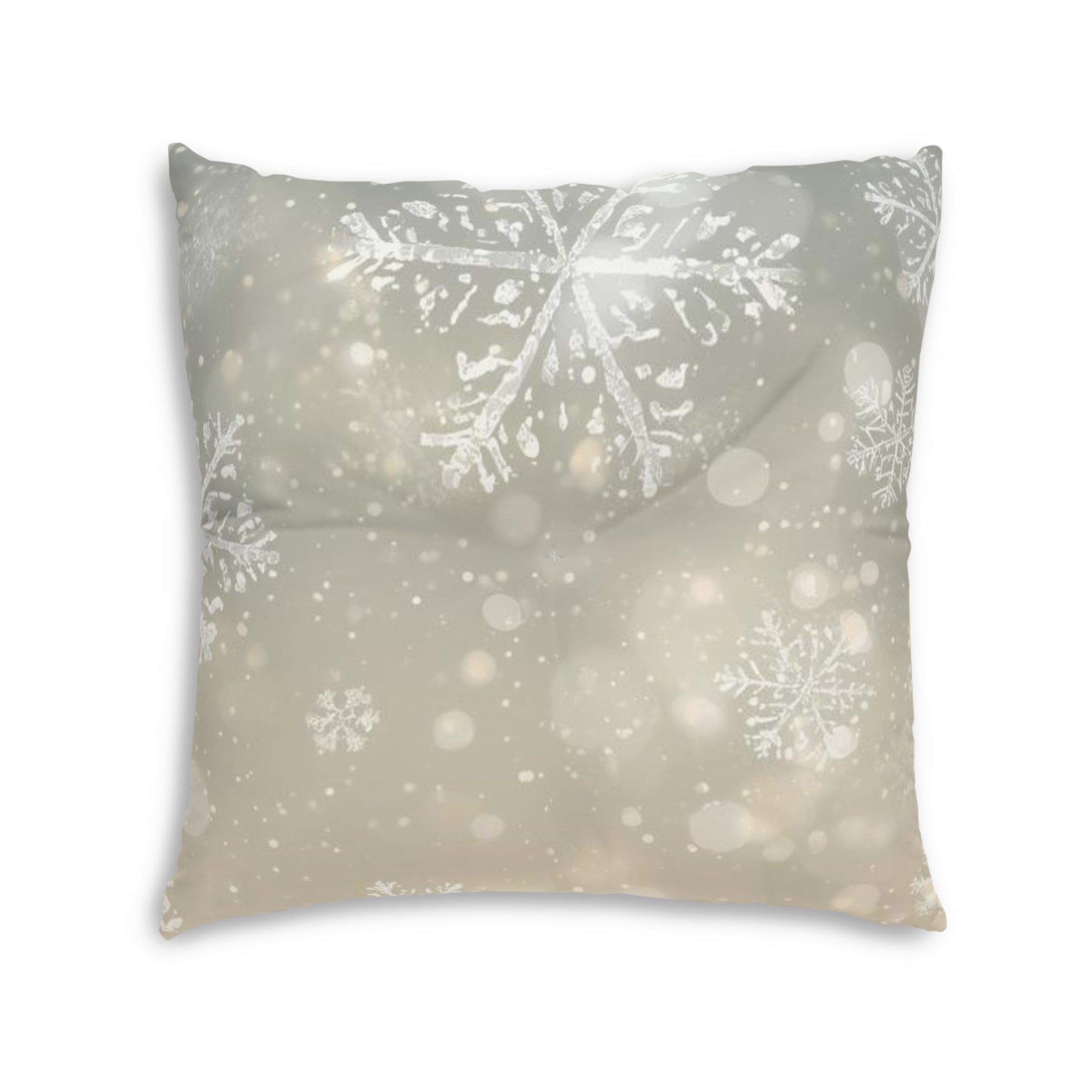 Winter Snowflake Tufted Floor Pillow — Cozy Holiday Decor