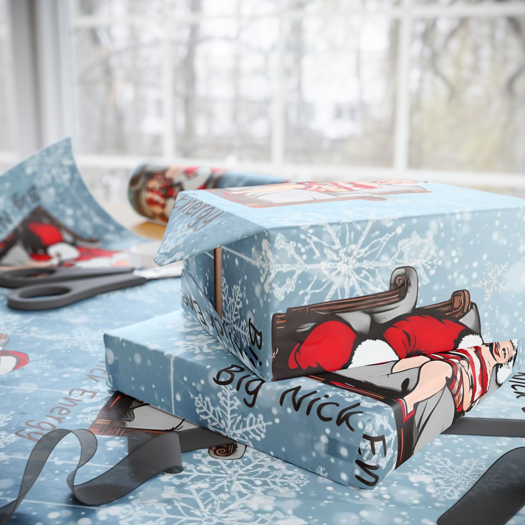 Christmas Santa Wrapping Paper Roll – 'Big Nice Energy' Holiday Gift Wrap