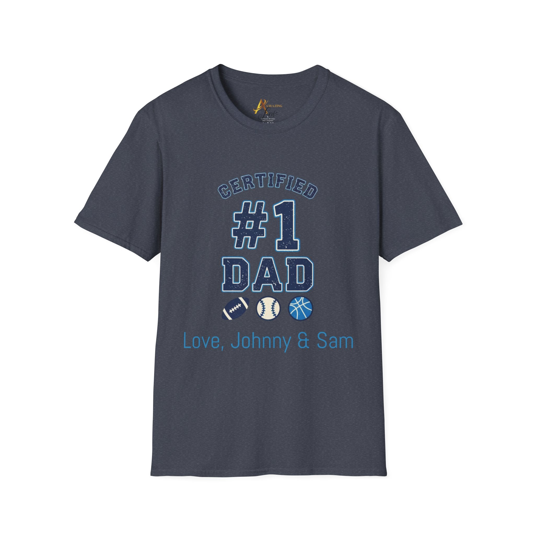 Certified #1 Dad Sports T-Shirt — Personalized "Love, [Names]" Father's Day Tee