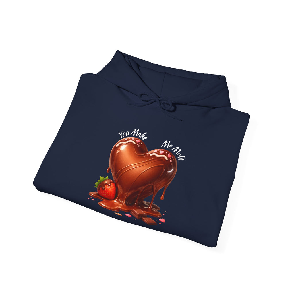 Chocolate-Dipped Heart Hoodie — Romantic Strawberry Valentine Sweatshirt