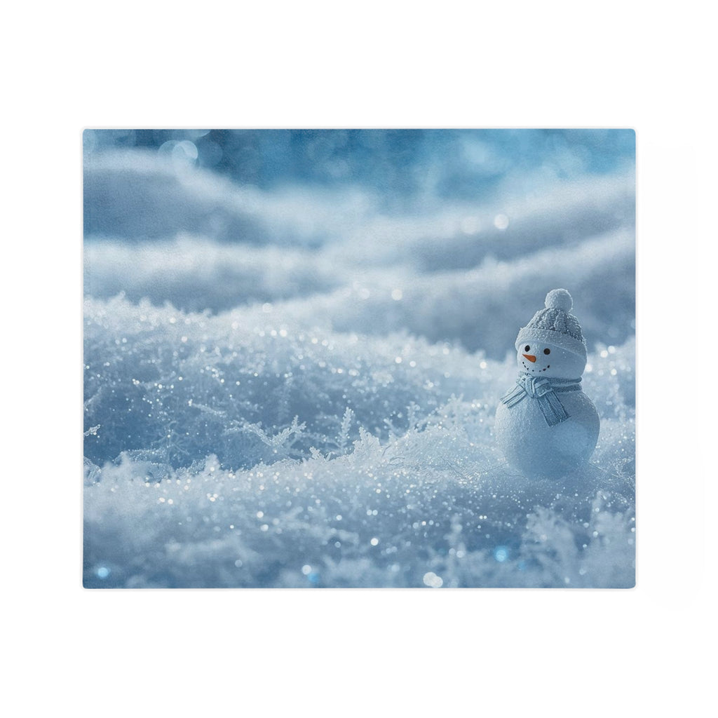 Tiny Snowman in Sparkling Snow Blanket | Velveteen Microfiber Blanket