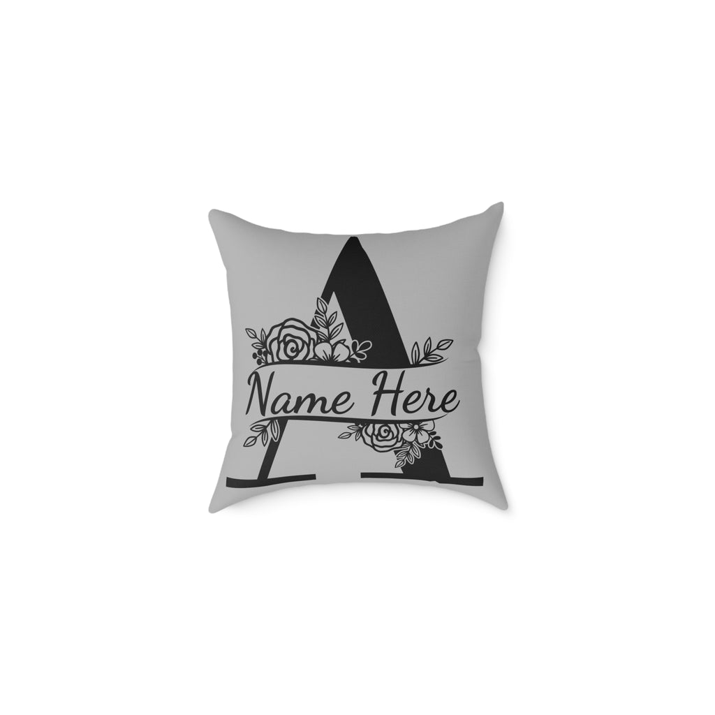 Personalized Monogram Pillow Cover - Floral Initial Accent (Name Here)