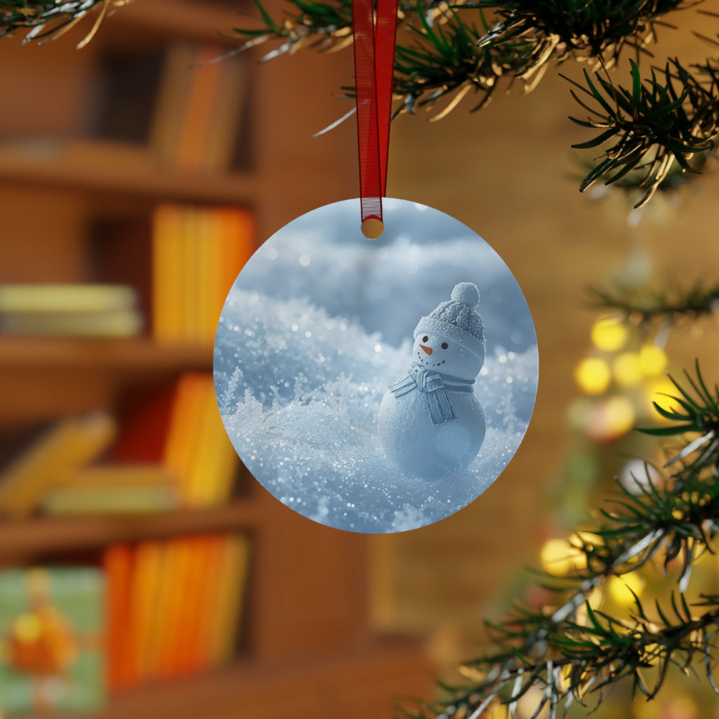 Snowman Metal Ornament — Winter Holiday Christmas Tree Decoration