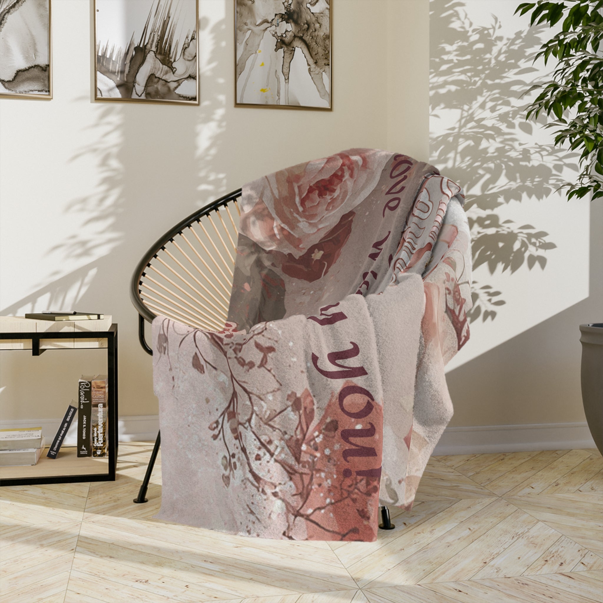 Velveteen Blanket — "Wrapped In Love" Personalized Floral Throw