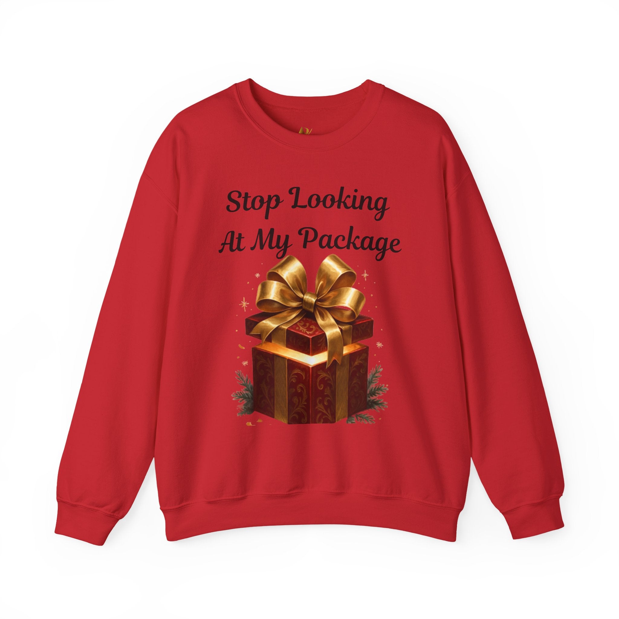 Adult Themed Big Gift Sweatshirt — 'Stop Looking At My Package' Christmas Attire
