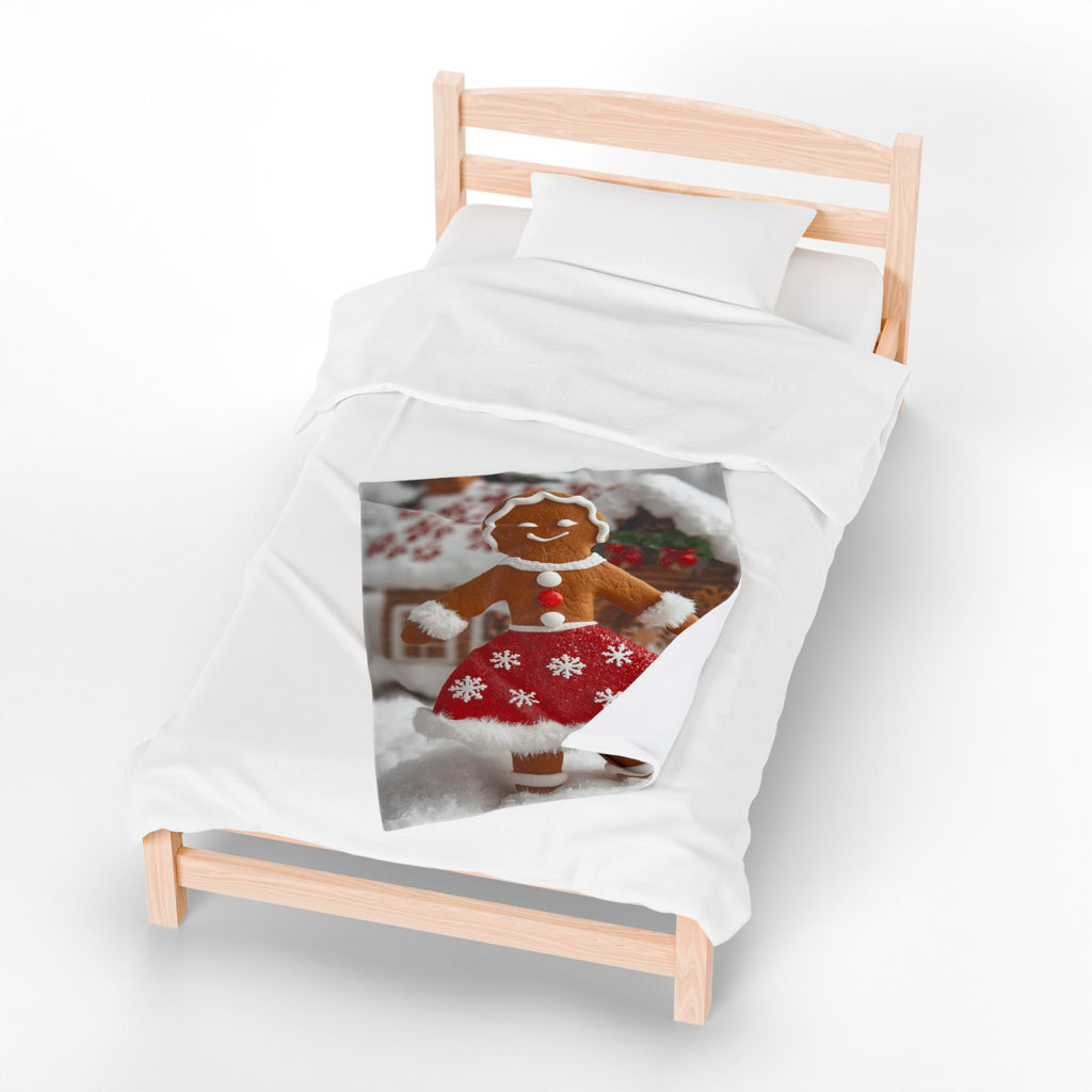 Christmas Gingerbread Girl Velveteen Plush Blanket