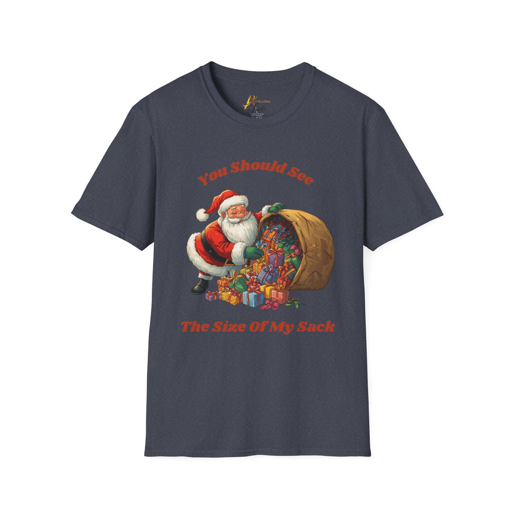 Adult Themed Santa with Sack T-Shirt - 'You Should See The Size Of My Sack' Christmas Attire