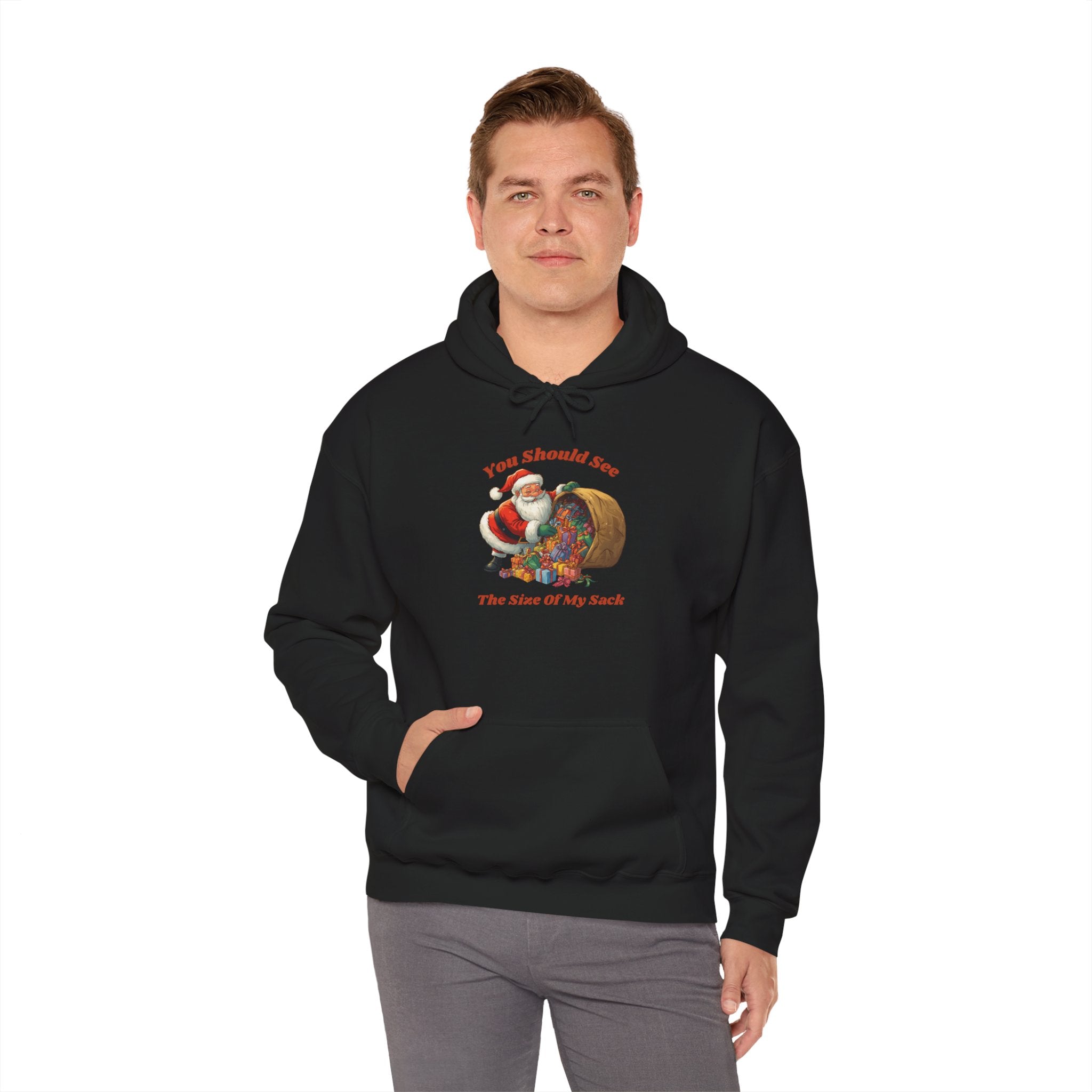 Adult Themed Santa Sack Hoodie — 'You Should See The Size Of My Sack' Christmas Attire