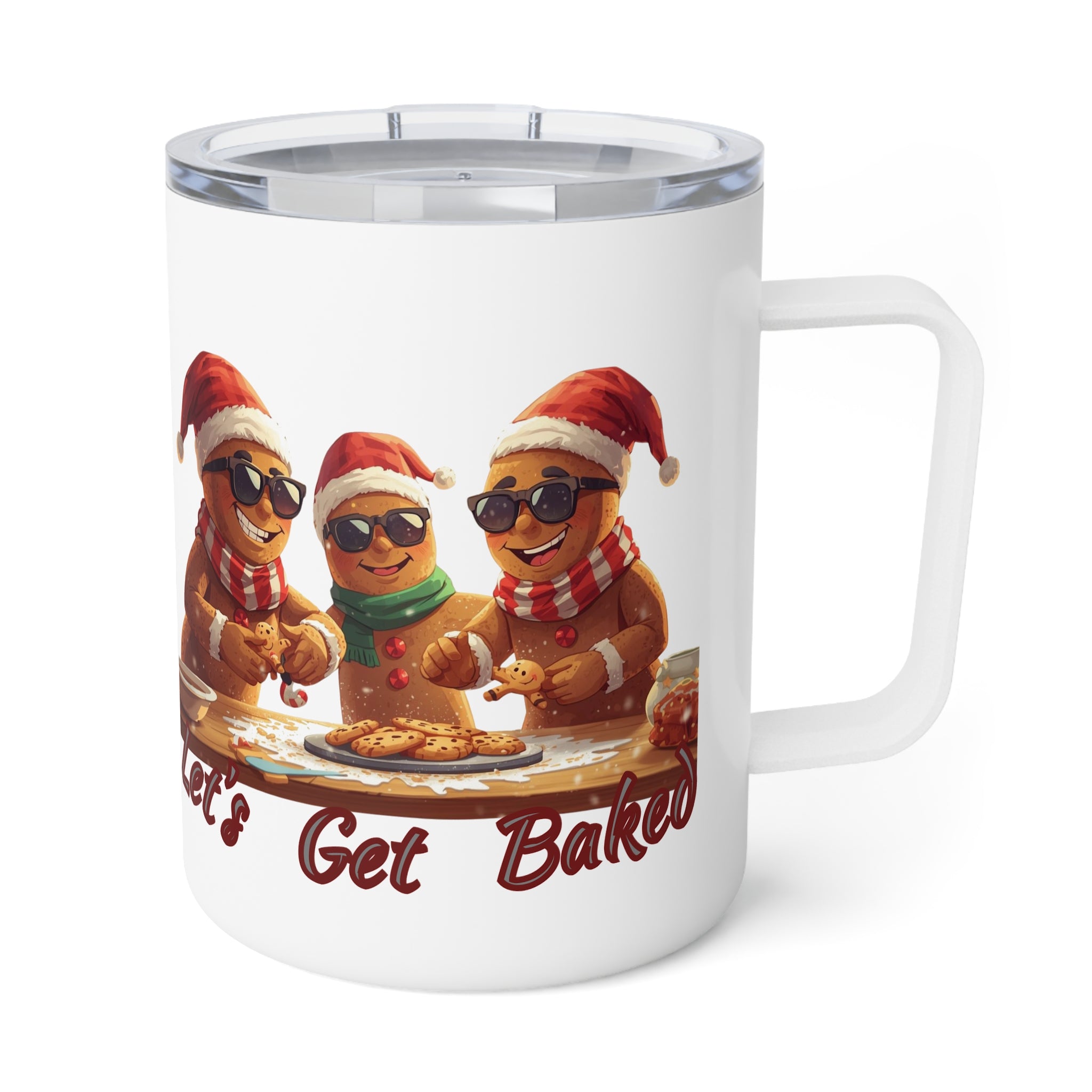 10oz Insulated Adult Themed Coffee Mug - 'Let's Get Baked' Hilarious Holiday Tumbler