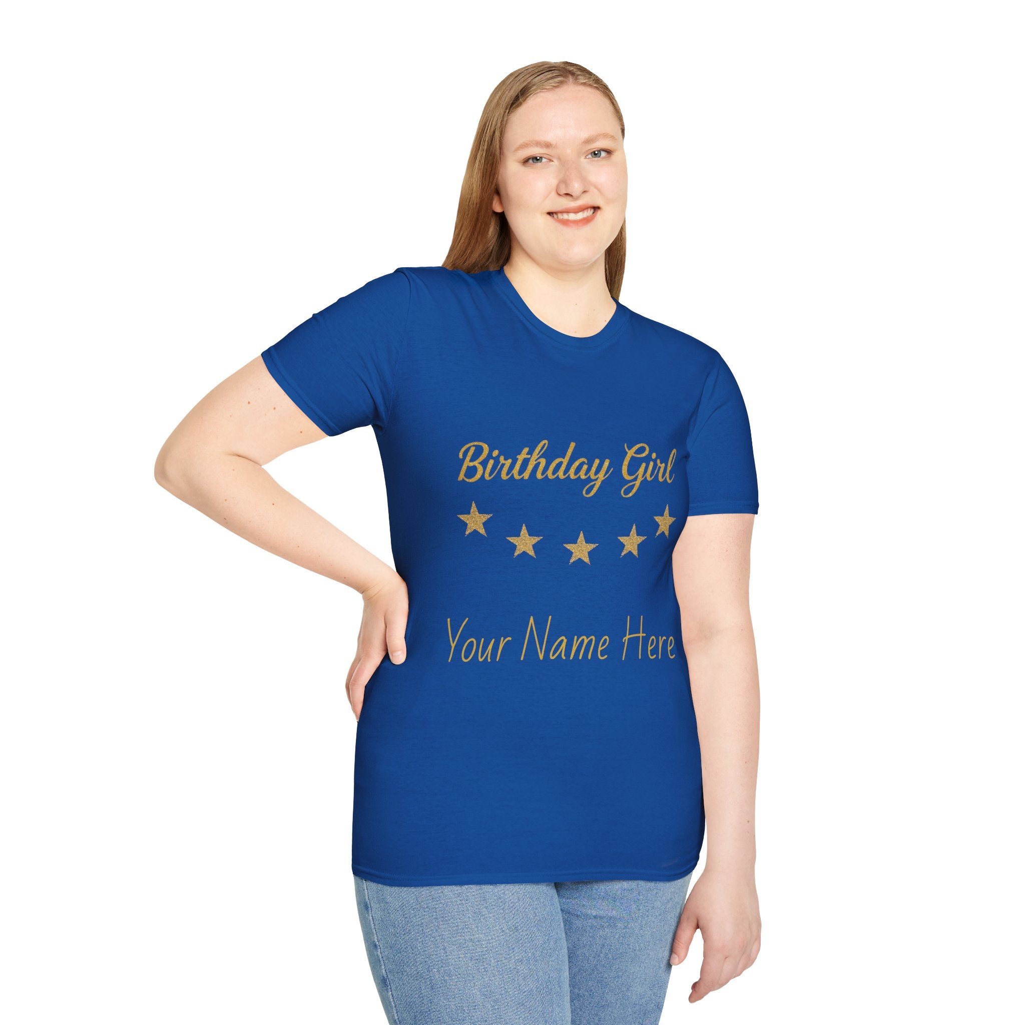 Birthday Girl T‑Shirt — Personalized 'Your Name Here' Gold Stars Tee