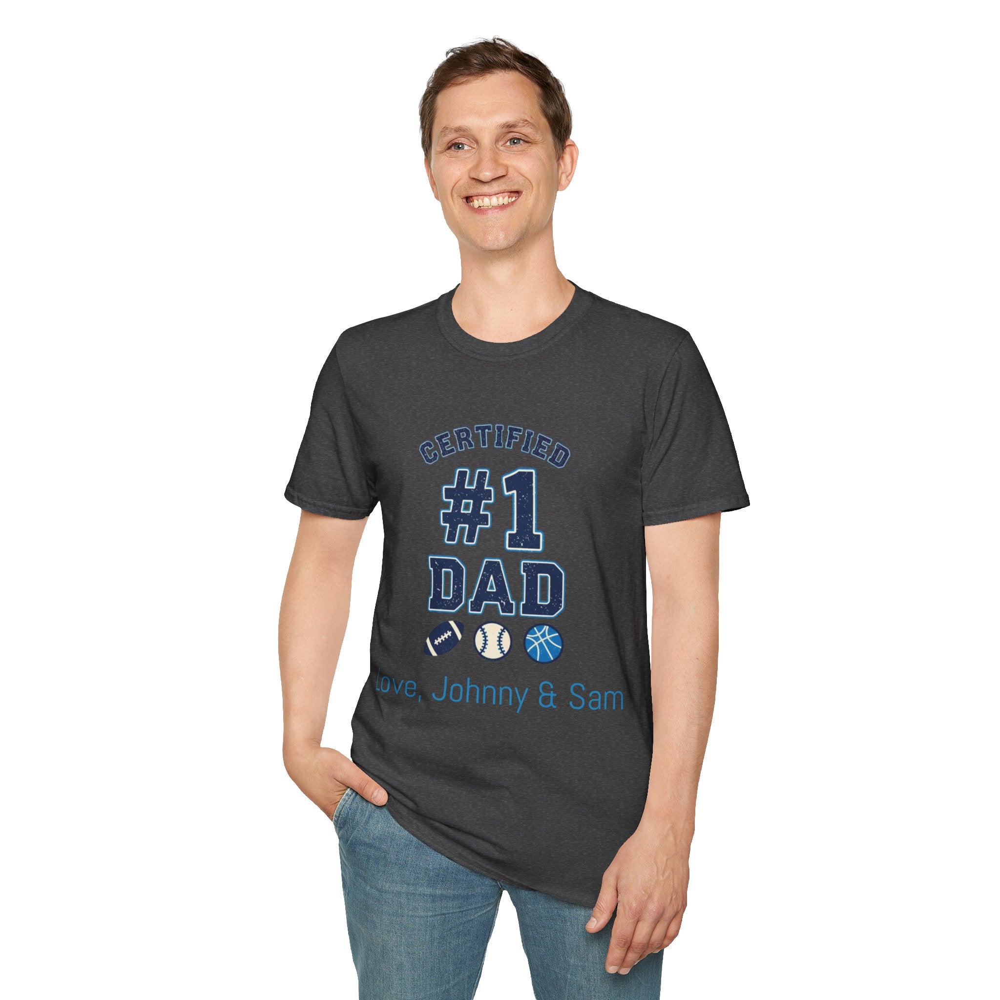 Certified #1 Dad Sports T-Shirt — Personalized "Love, [Names]" Father's Day Tee