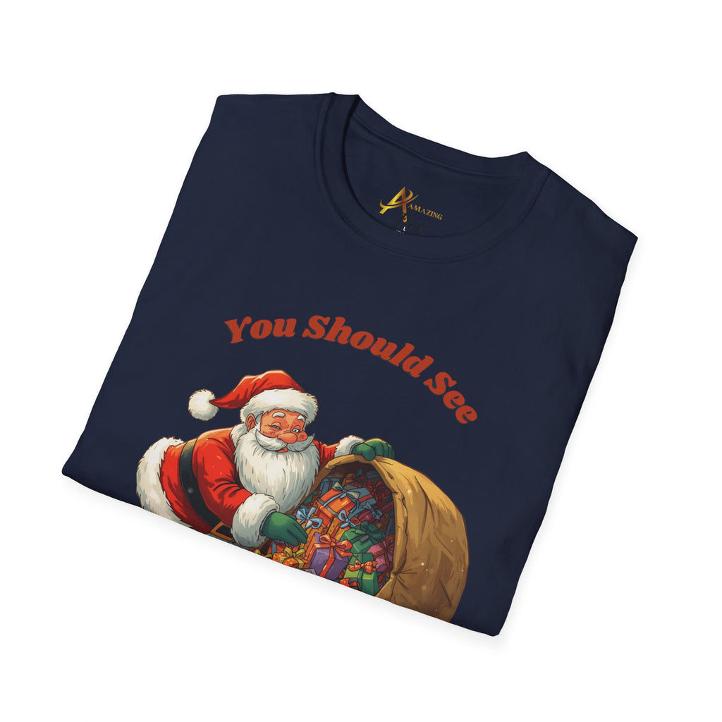 Adult Themed Santa with Sack T-Shirt - 'You Should See The Size Of My Sack' Christmas Attire