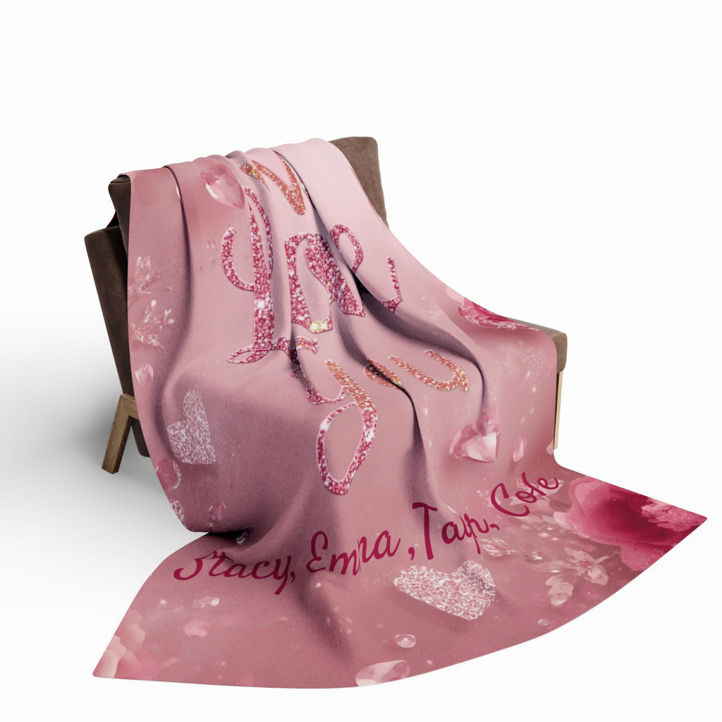Personalized Mother's Day Fleece Blanket - Custom Names, Mom or Grandma Gift, Floral Design