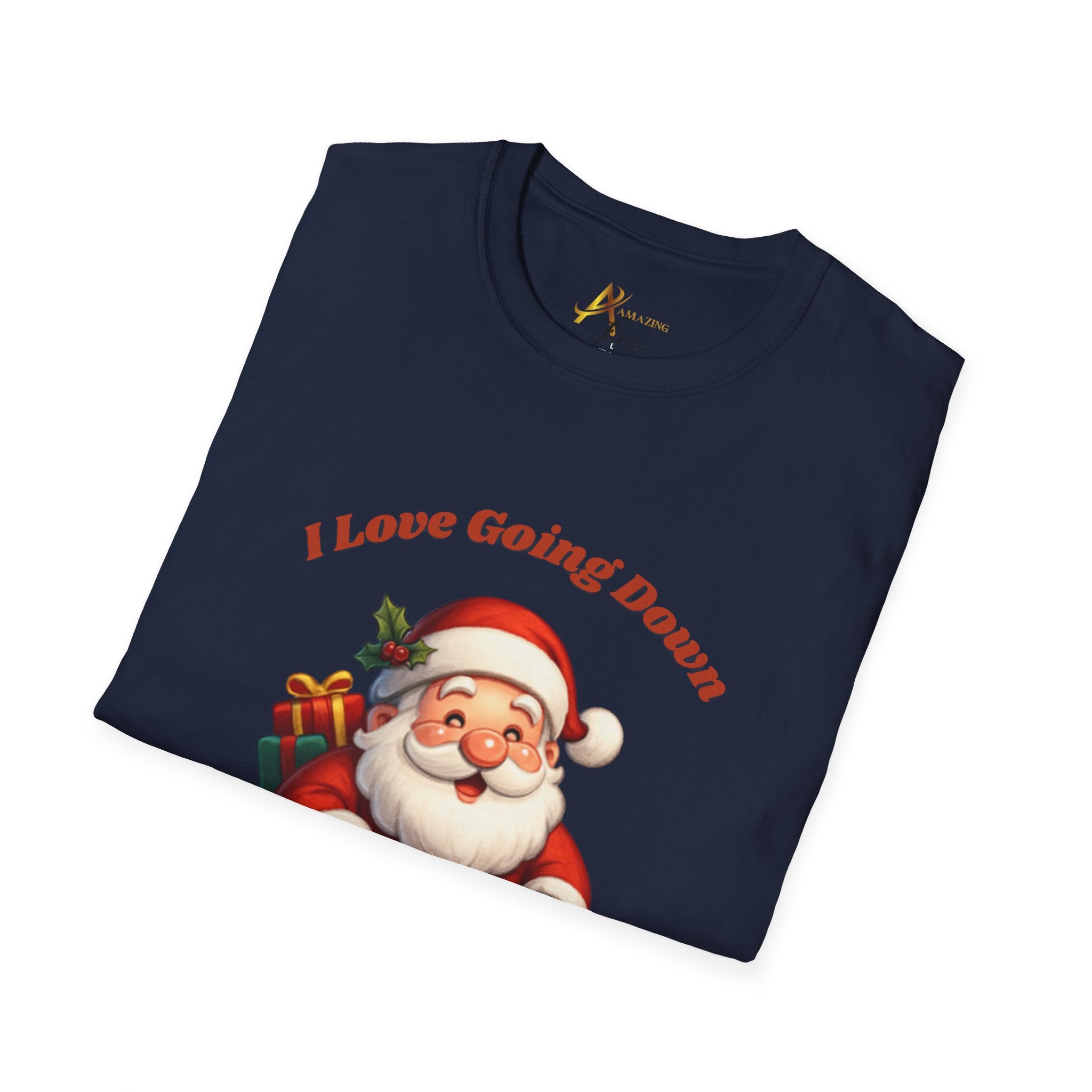 Adult Themed Santa Chimney T-Shirt - 'I Love Going Down' Christmas Attire