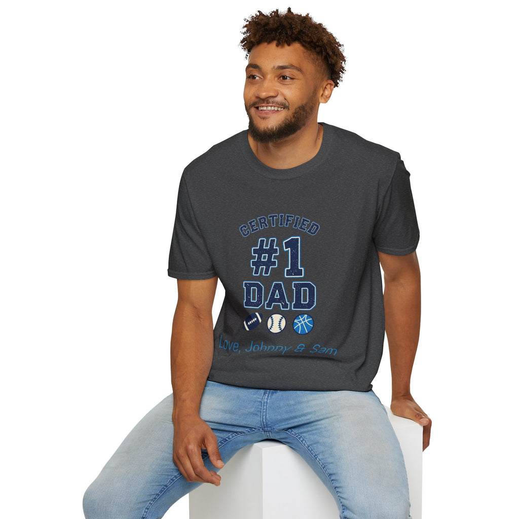 Certified #1 Dad Sports T-Shirt — Personalized "Love, [Names]" Father's Day Tee