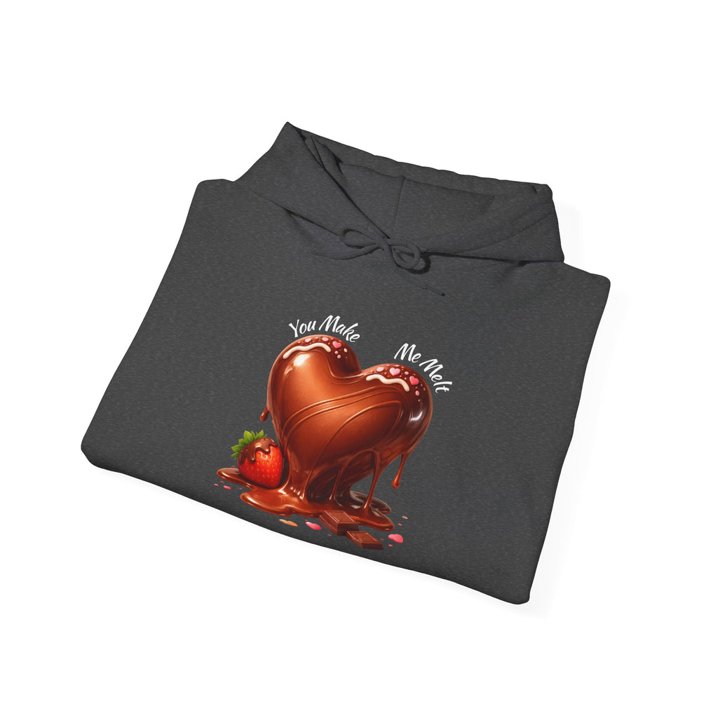 Chocolate-Dipped Heart Hoodie — Romantic Strawberry Valentine Sweatshirt