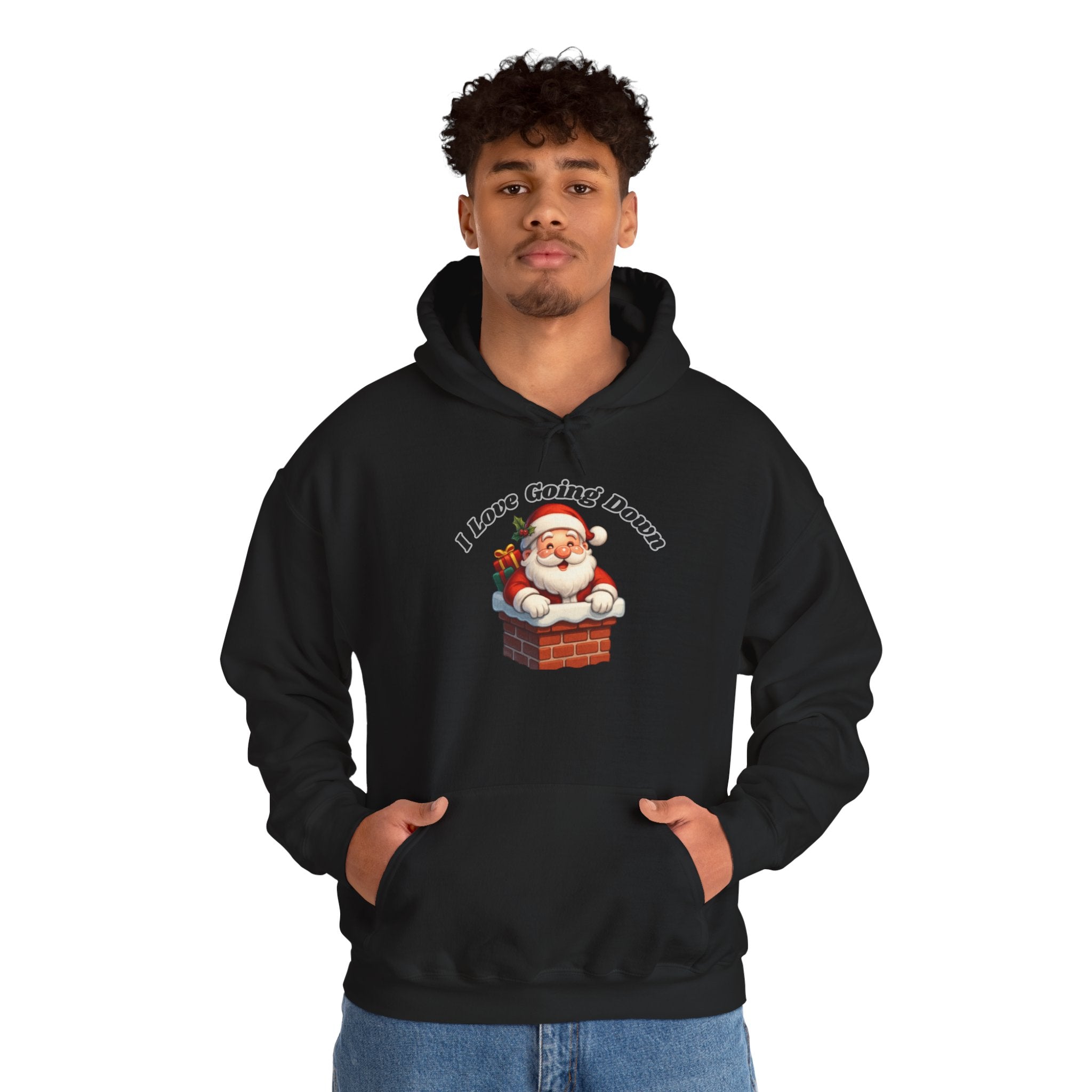 Adult Themed Santa Chimney Hoodie - 'I Love Going Down' Christmas Attire