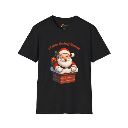 Adult Themed Santa Chimney T-Shirt - 'I Love Going Down' Christmas Attire
