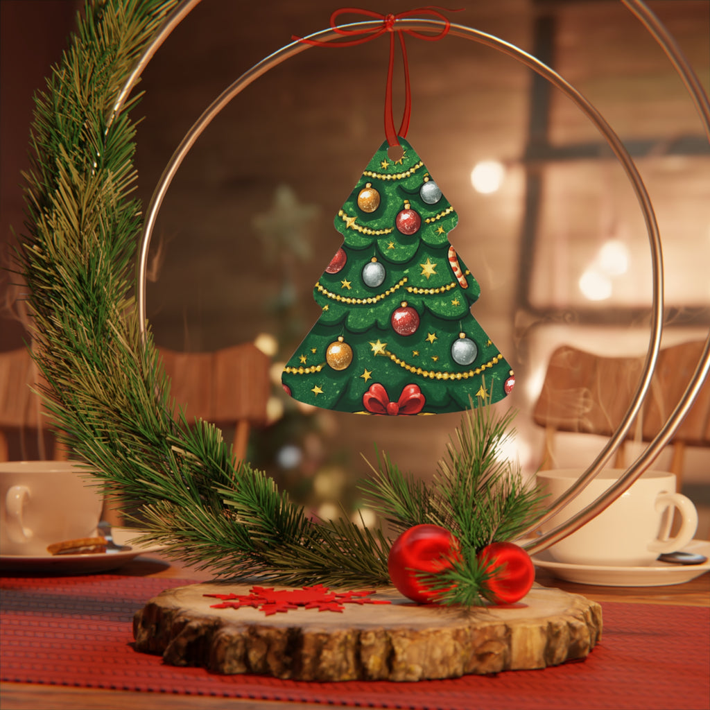 Bell Metal Ornament – Festive Christmas Tree Design with Baubles & Candy Canes